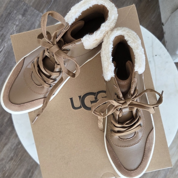 UGGÂ Cakewalk High-Top Sneaker Women's Plush Faux Fur Leather Suede Upper NWT Sz7 - Picture 12 of 14